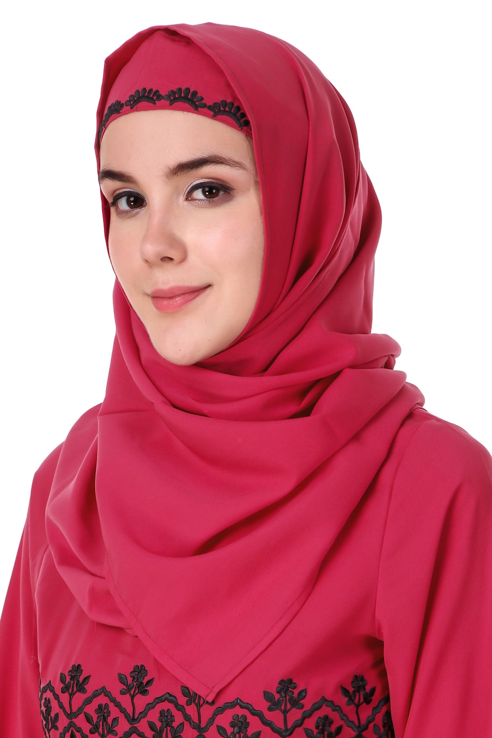 Floral Embroidered Dual Colour Anarkali Abaya Hijab