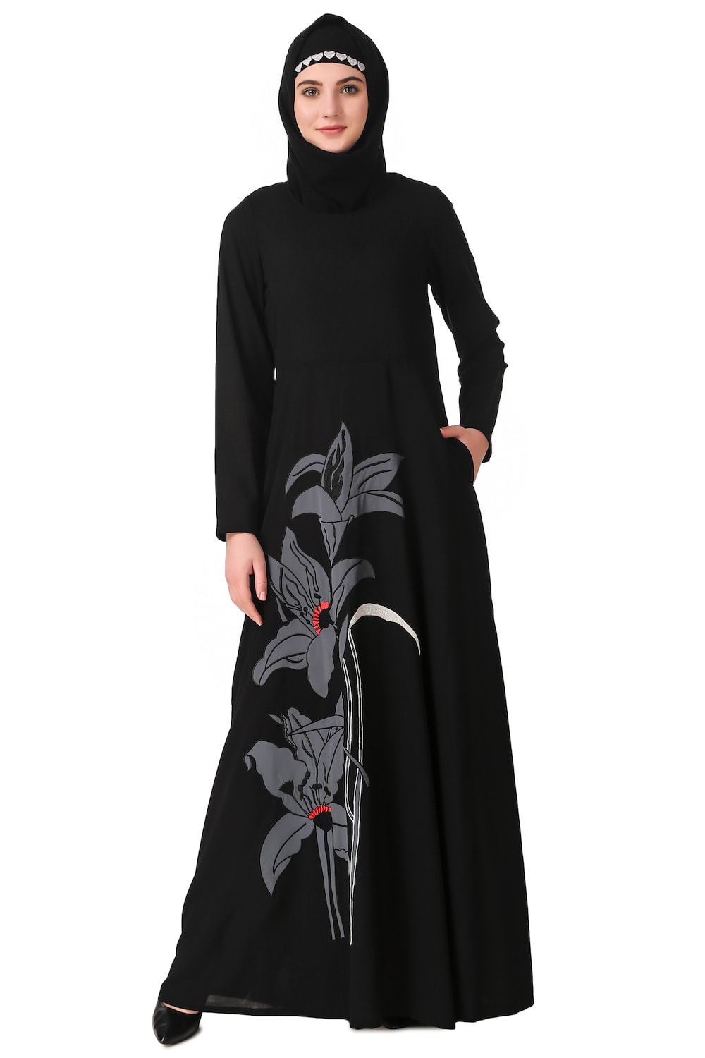 Floral Patch Work Anarkali Abaya Front