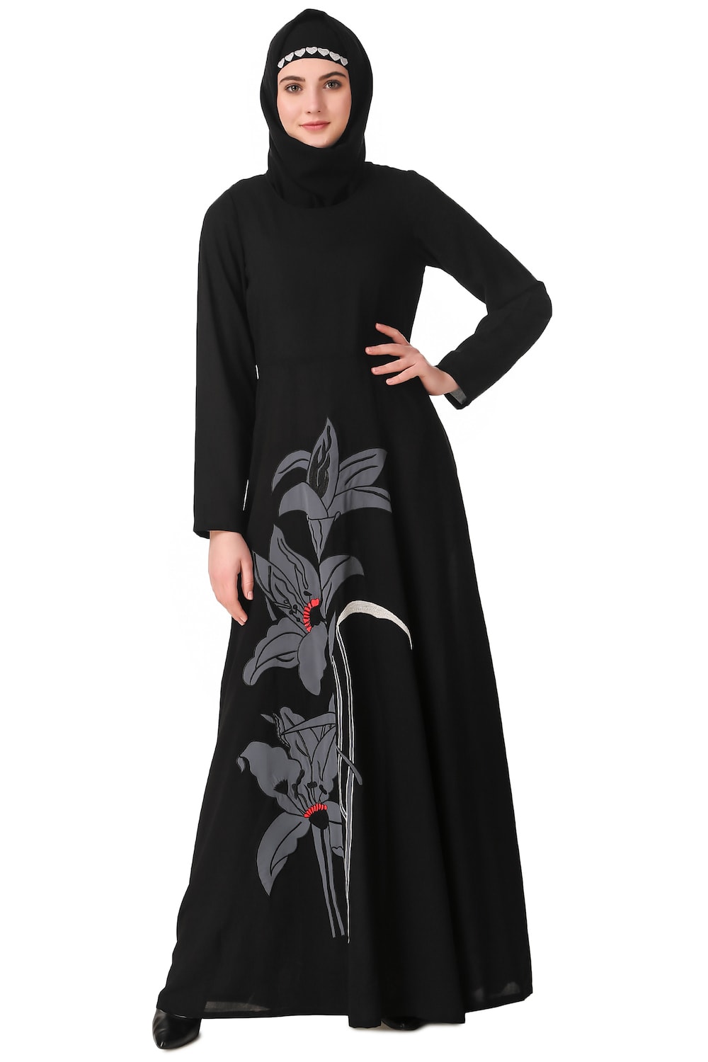 Floral Patch Work Anarkali Abaya