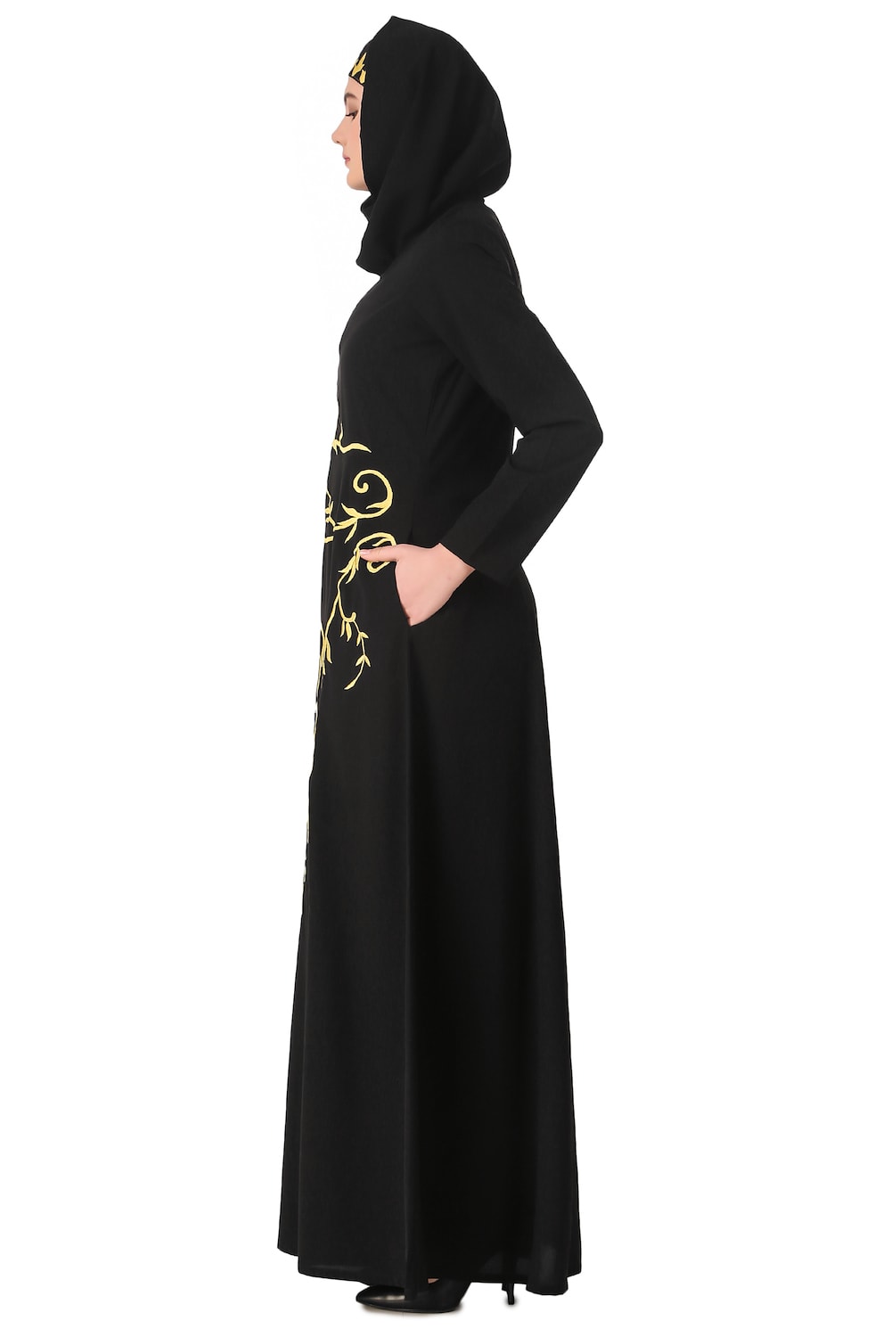 Floral Patch Work Anarkali Abaya Side