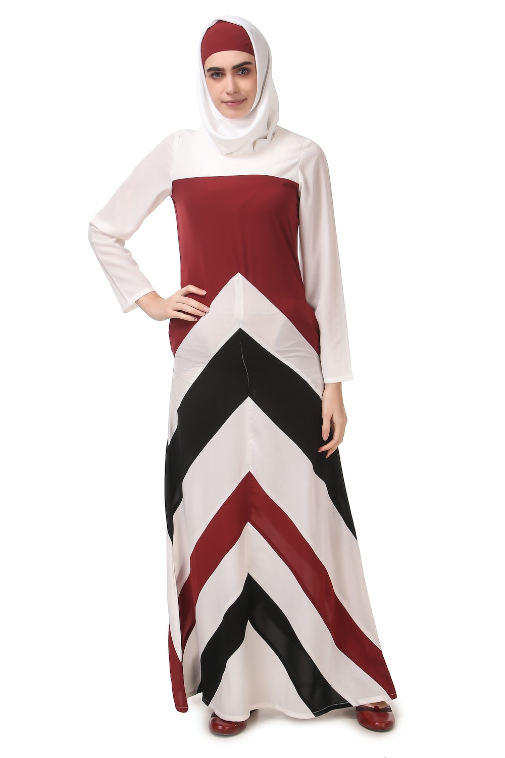 Multi-Cut And Stitch Panel A-Line Abaya