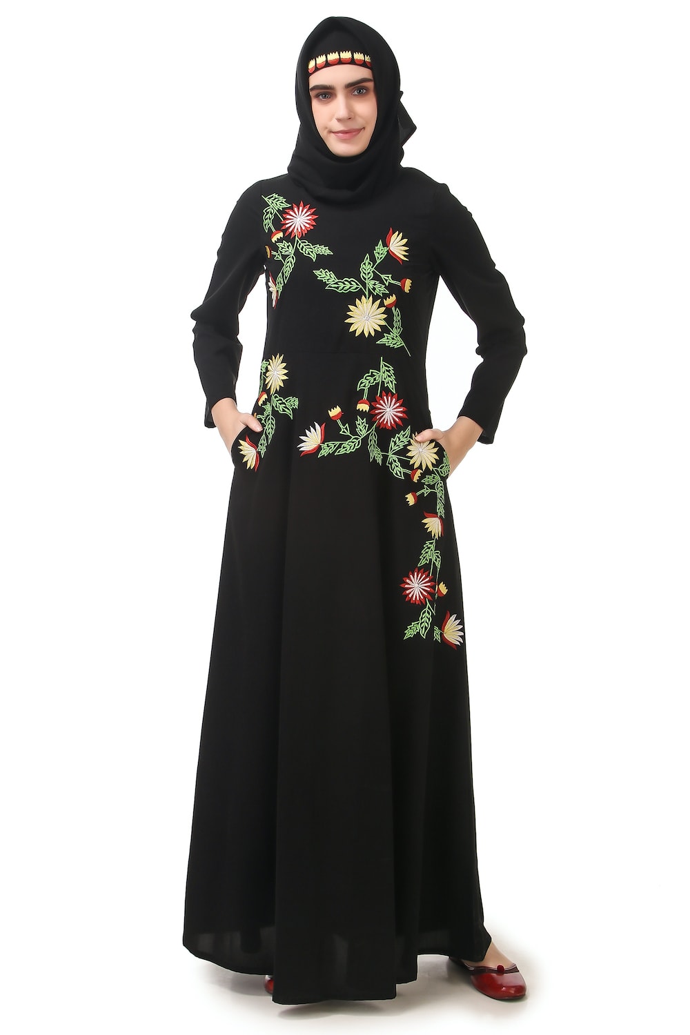 Premium Front Embroidered Anarkali Abaya