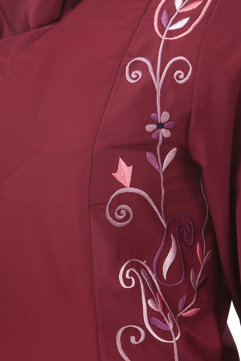 Fully Embroidered Side Panels Princess Seam Abaya