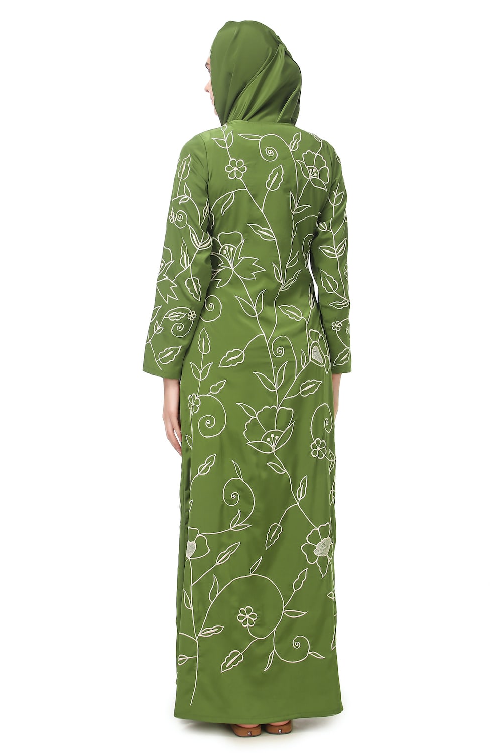 All Over Floral Embroidered A-Line Abaya