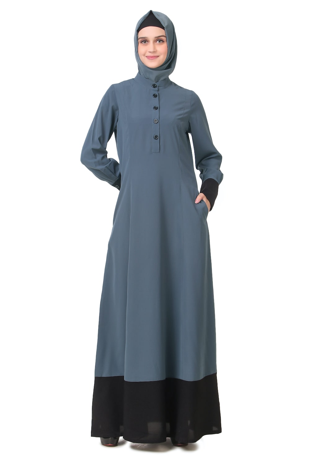 Wide Panel Dual Color Semi Circular Abaya