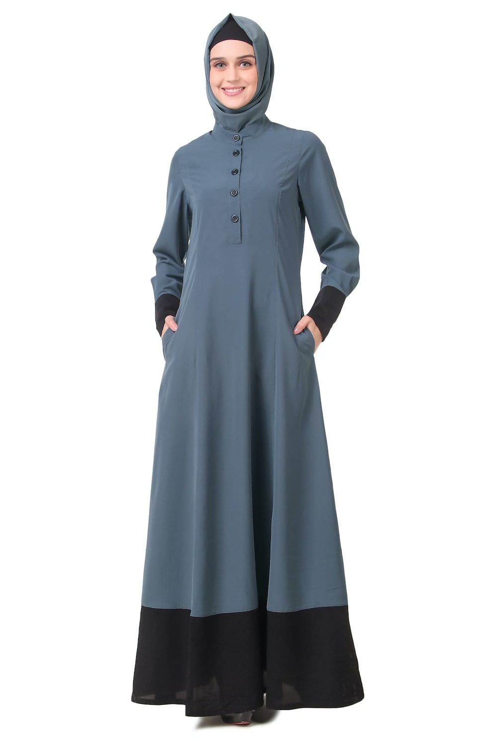 Wide Panel Dual Color Semi Circular Abaya