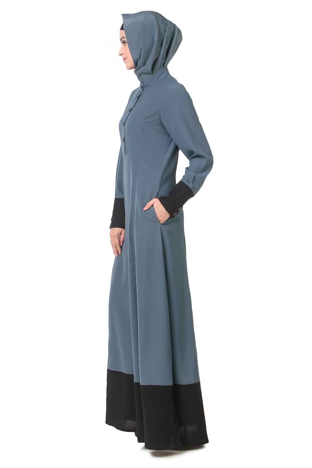 Wide Panel Dual Color Semi Circular Abaya