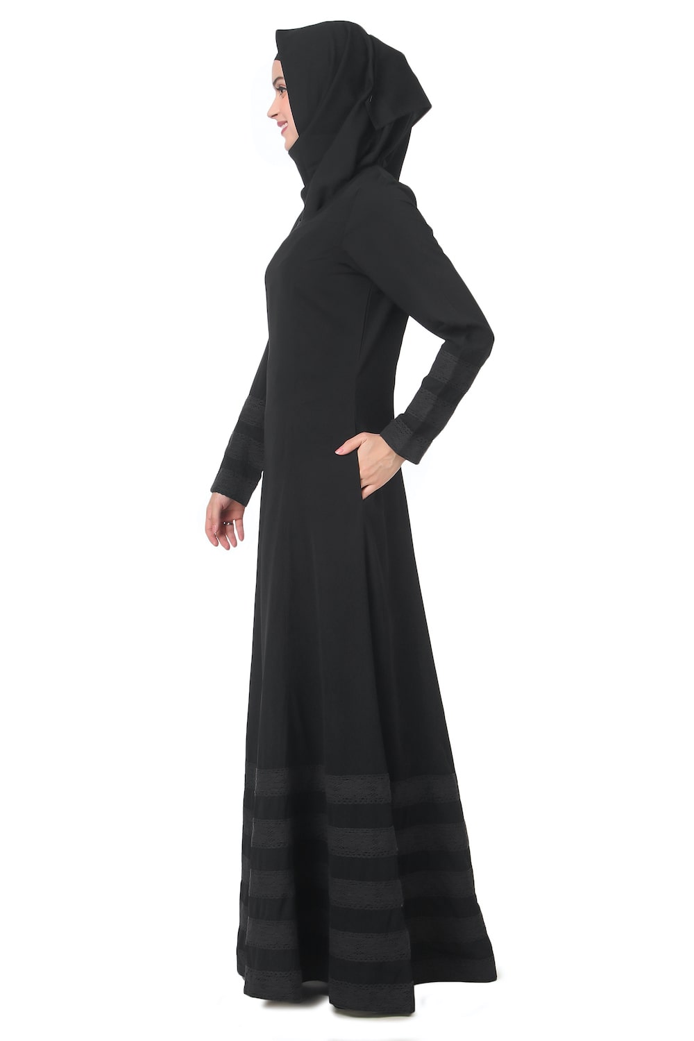 Multi Level Lace Embellishment Eid Abaya