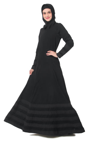 Multi Level Lace Embellishment Eid Abaya