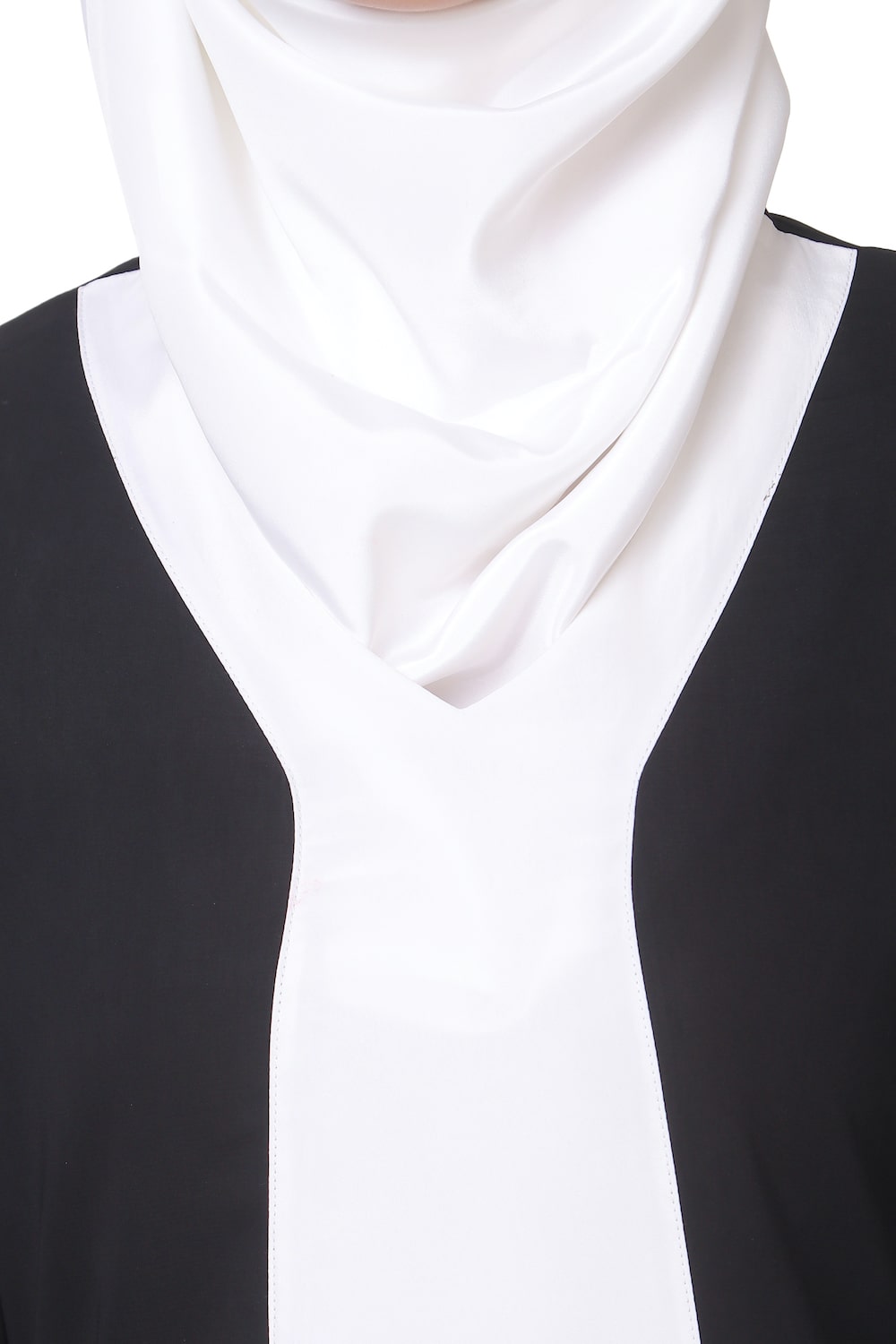 Black and White Contrast Panel Abaya