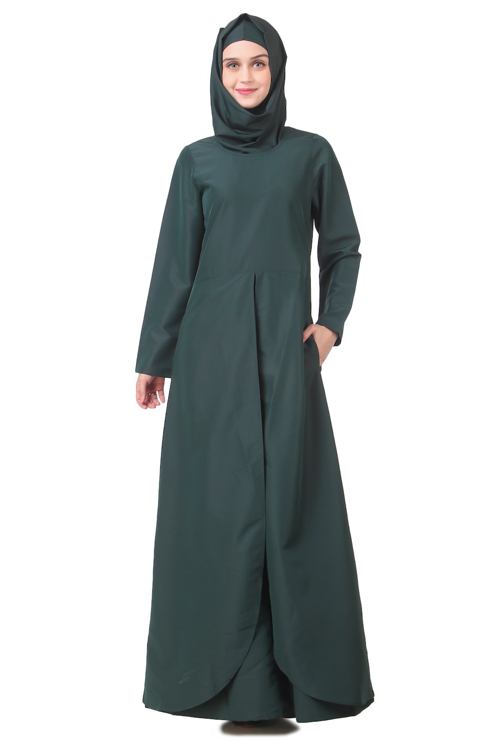 Tulip Cut Dark Green Abaya