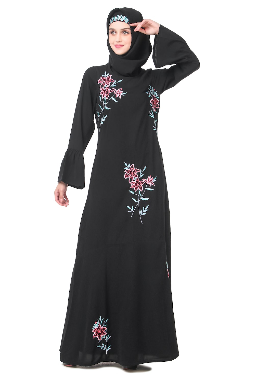 Frock Bottom Floral Nida Abaya