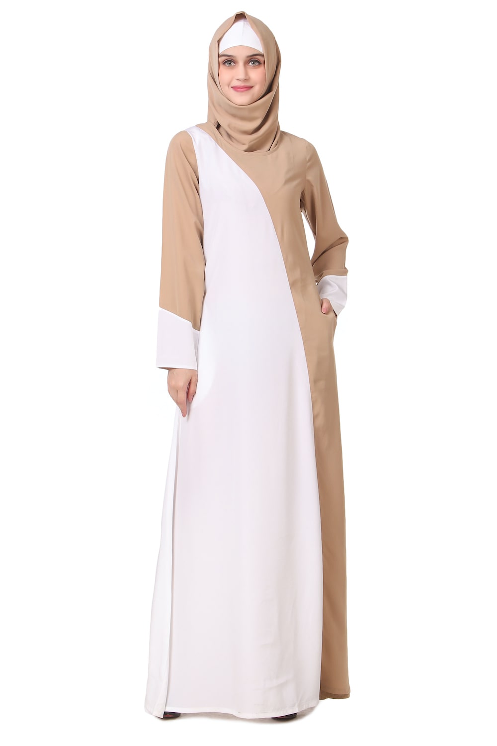 Dual Color Asymmetric Panel Abaya