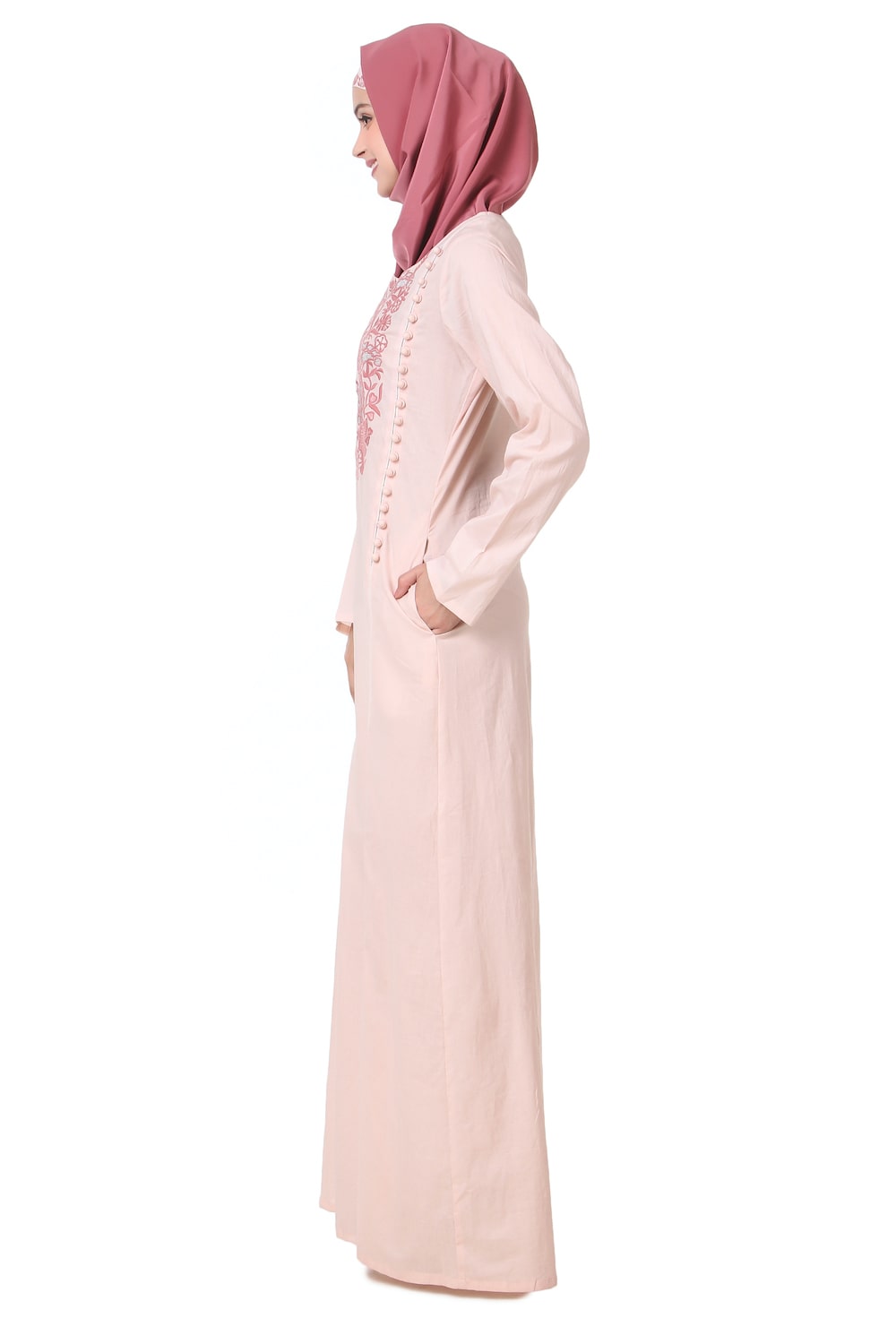 Embellished Side Buttoned Cotton Abaya