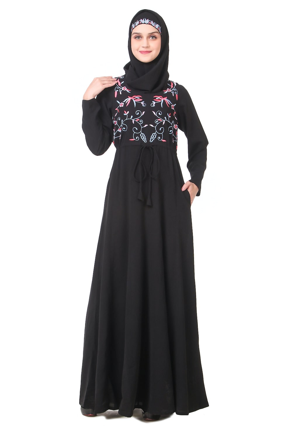 String Fit Waist Anarkali Abaya