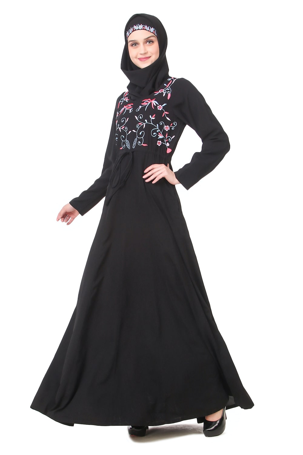 String Fit Waist Anarkali Abaya