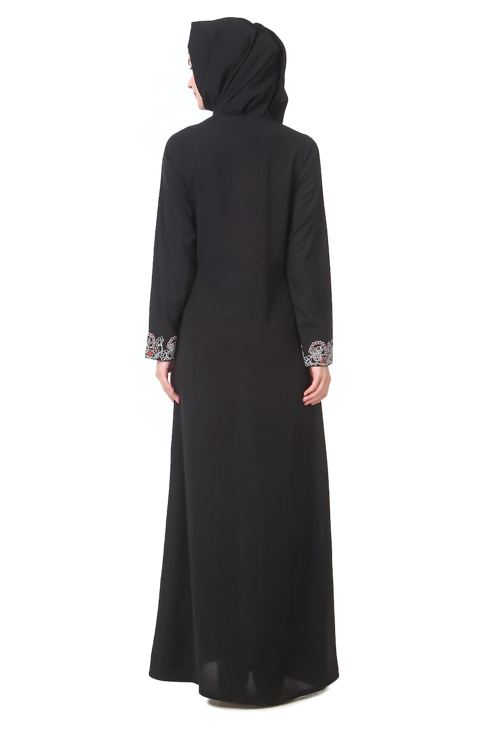 Faux Buttoned Front Paisley Embroidered Abaya