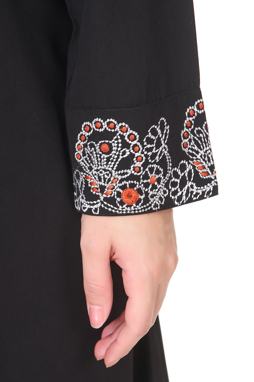 Faux Buttoned Front Paisley Embroidered Abaya