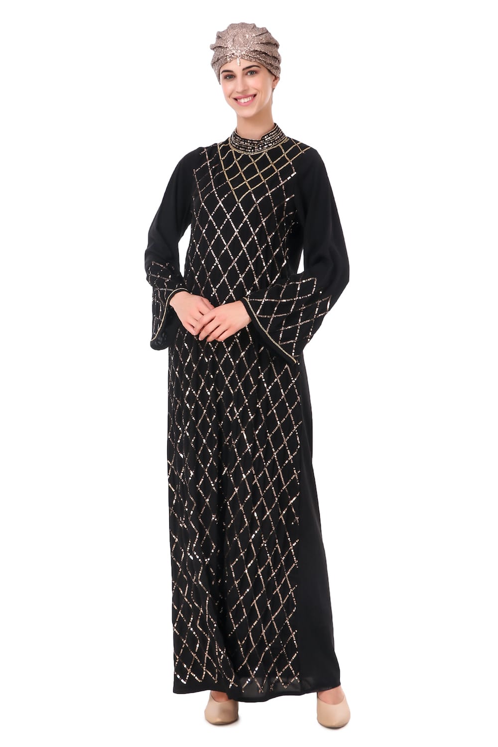 Fancy Eid Abaya Hand Embroidered With Beads And Sequence