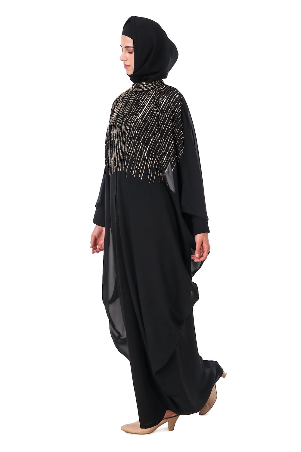 Tulip Cut Eid Kaftan Style Abaya Hand Embroidered With Beads And Sequence