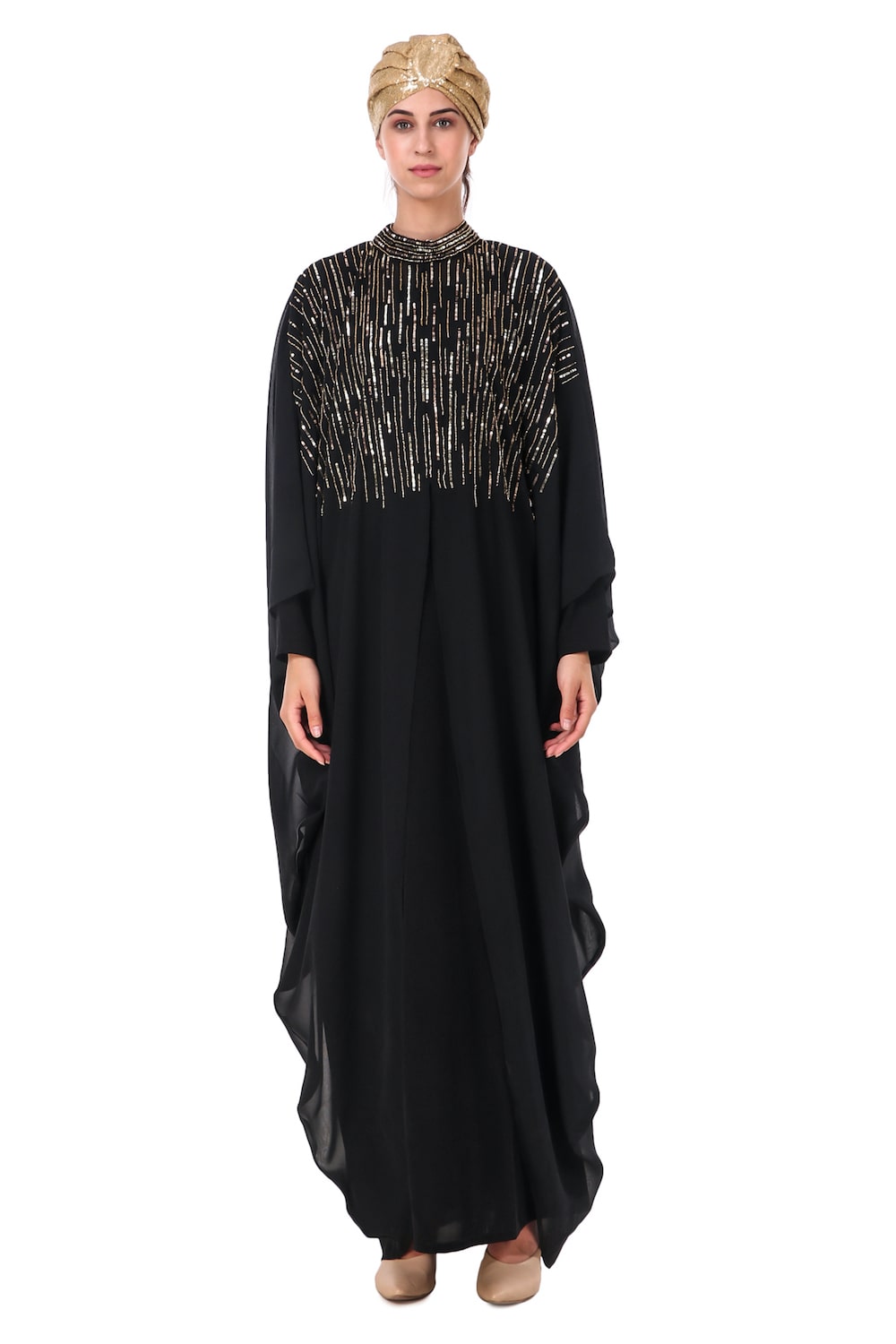 Tulip Cut Eid Kaftan Style Abaya Hand Embroidered With Beads And Sequence