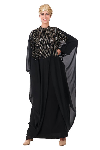 Tulip Cut Eid Kaftan Style Abaya Hand Embroidered With Beads And Sequence
