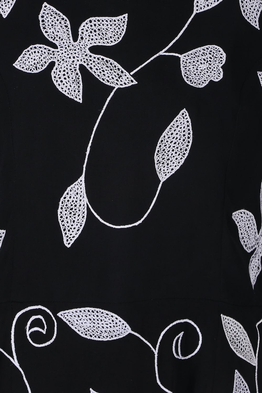 Embroidered Floral Vines Flared Abaya