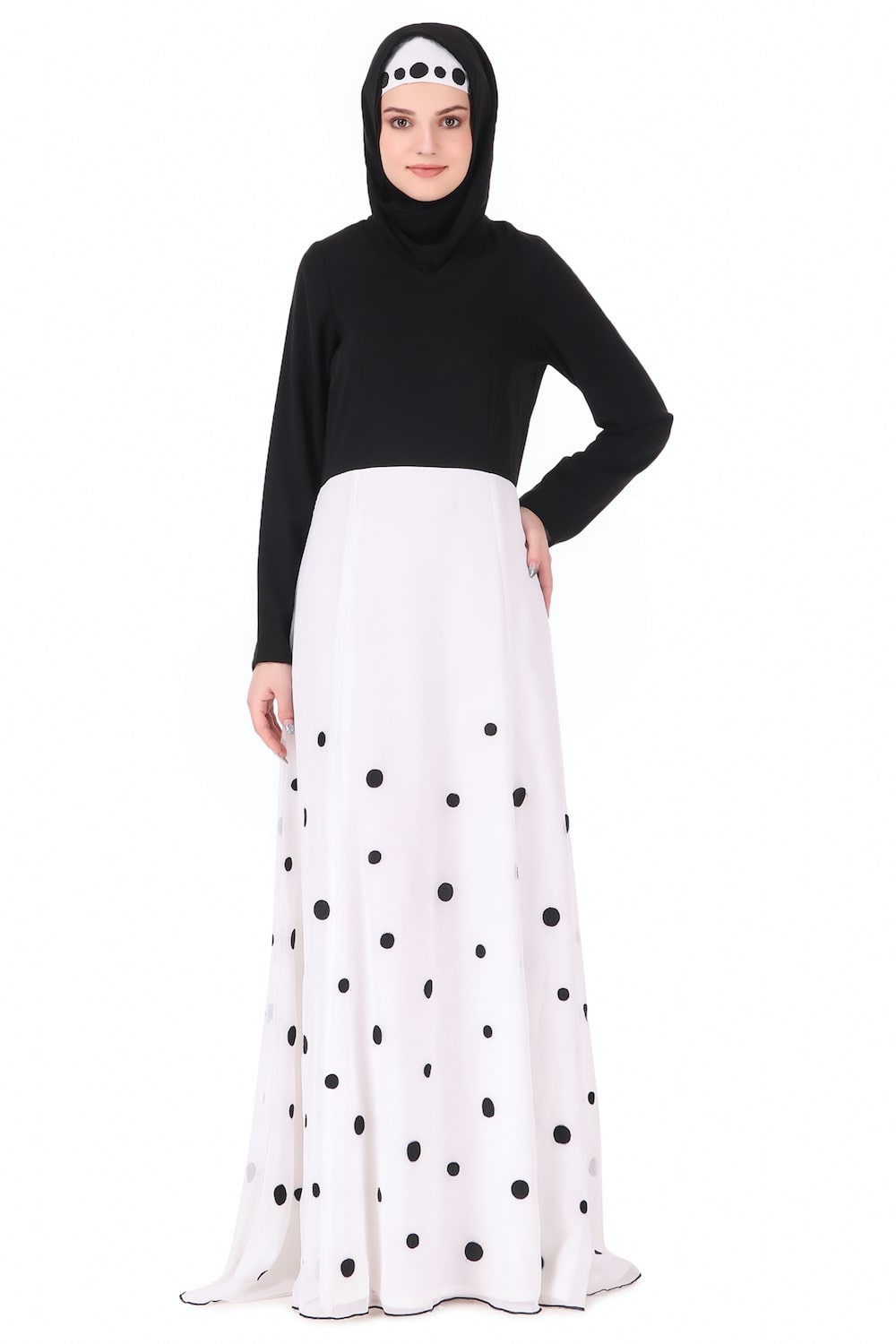 Retro Inspired Polka Dot Embroidery Abaya