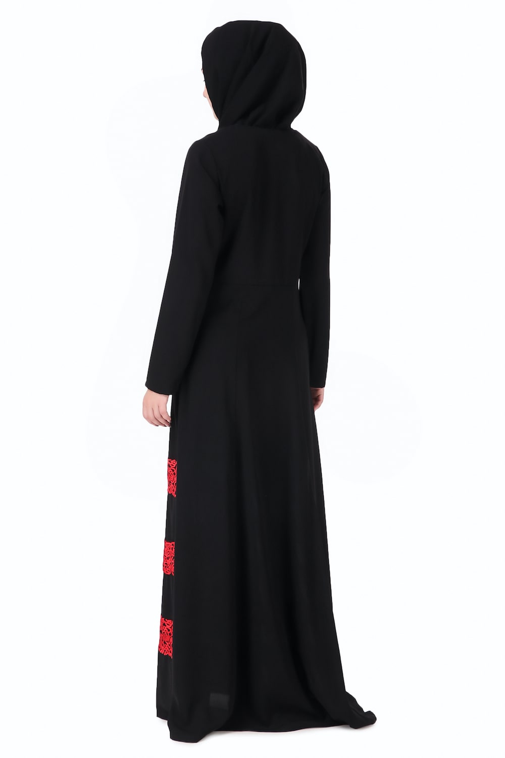 Red Embroidered Lace Abaya