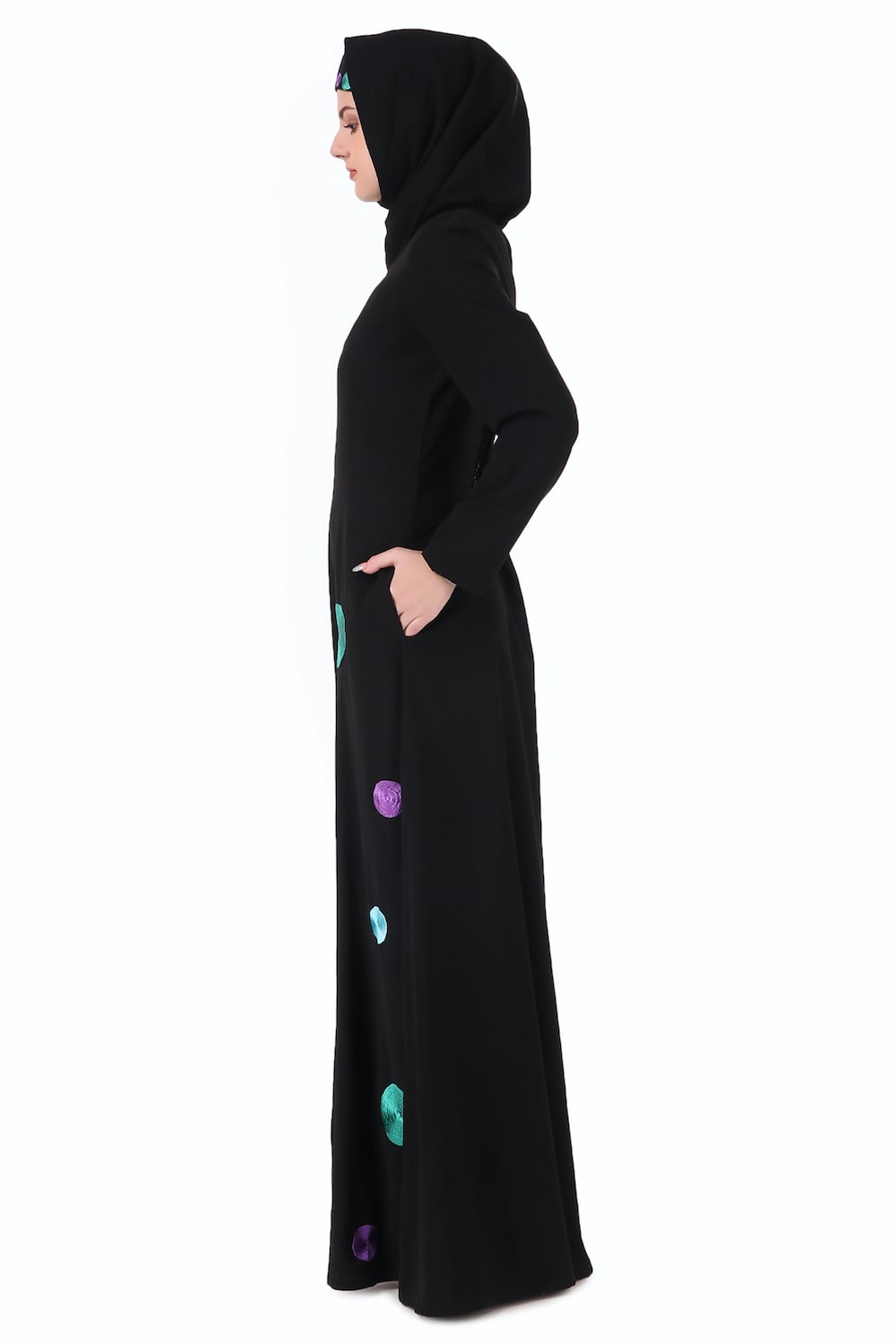 Polka Dot Embroidery Nida Abaya