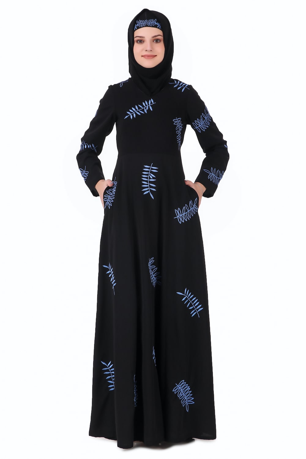 Leaf Embroidery Anarkali Style Abaya