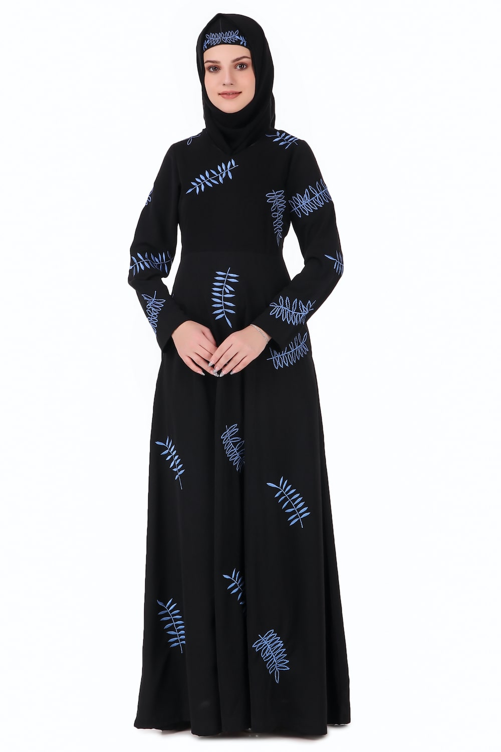 Leaf Embroidery Anarkali Style Abaya