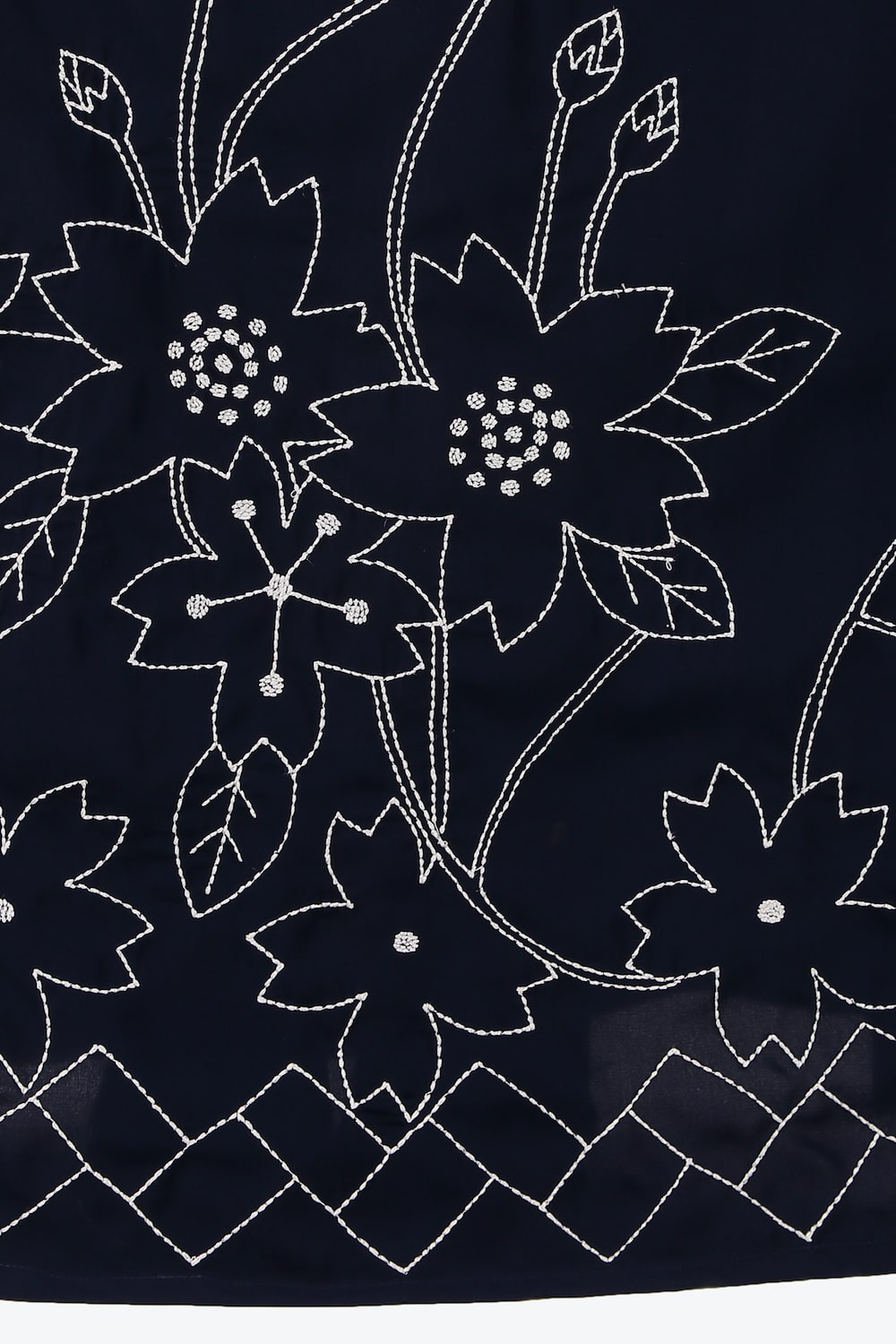 Floral Geo Embroidery Navy Blue Abaya