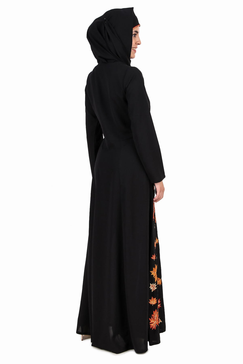 Falling Leaf Embroidery Flared Abaya