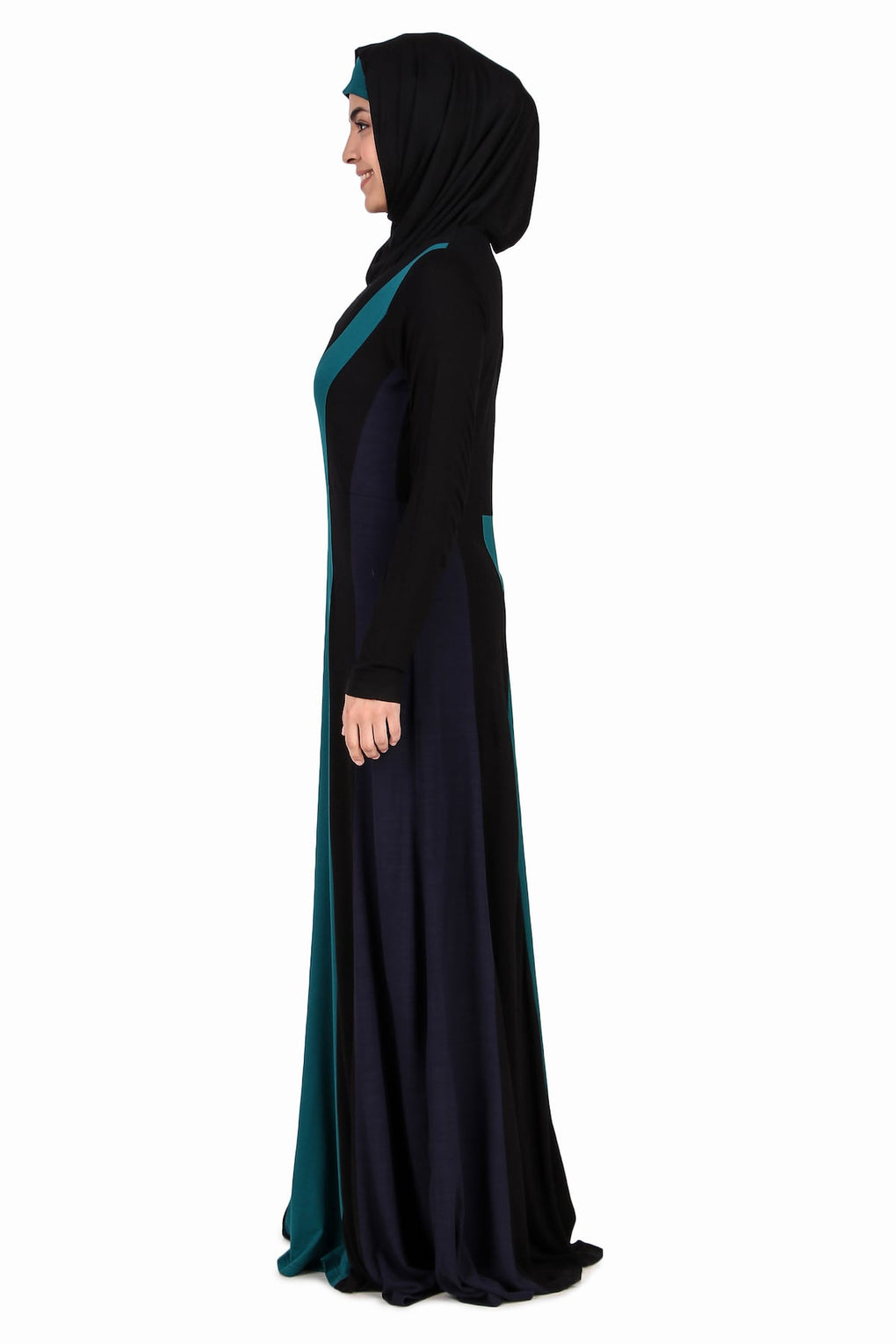 Colorblock Stripe Jersey Anarkali Abaya