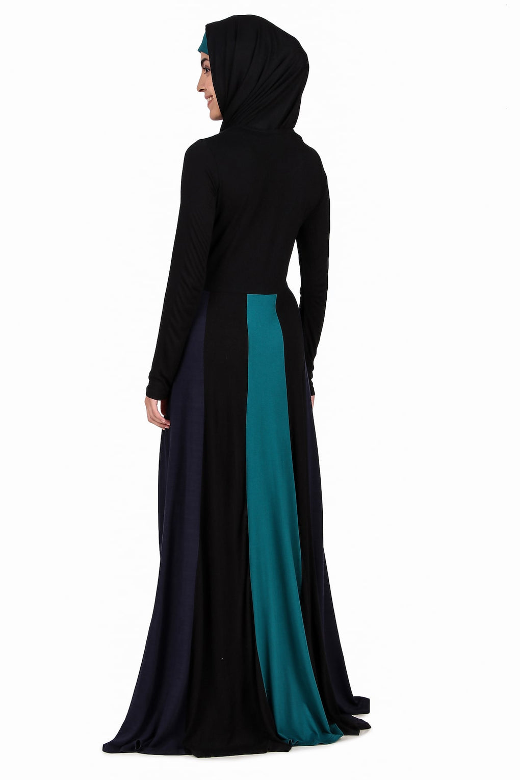 Colorblock Stripe Jersey Anarkali Abaya