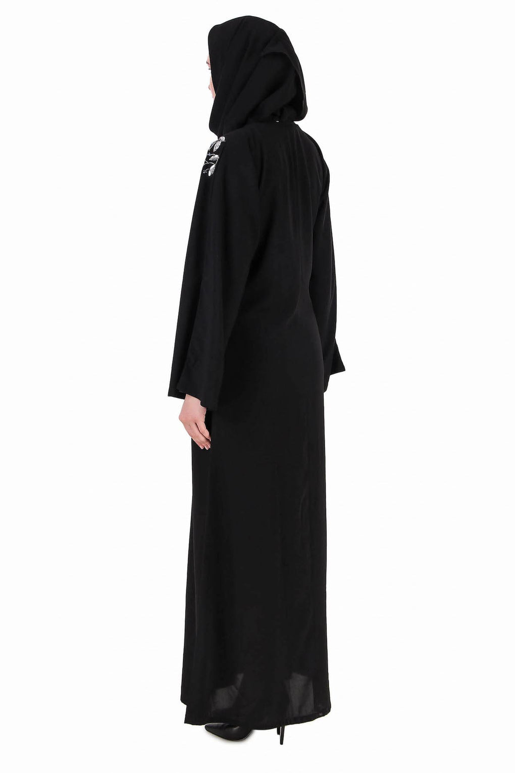 Front Open Hand Leaf Embroidered Dubai Abaya