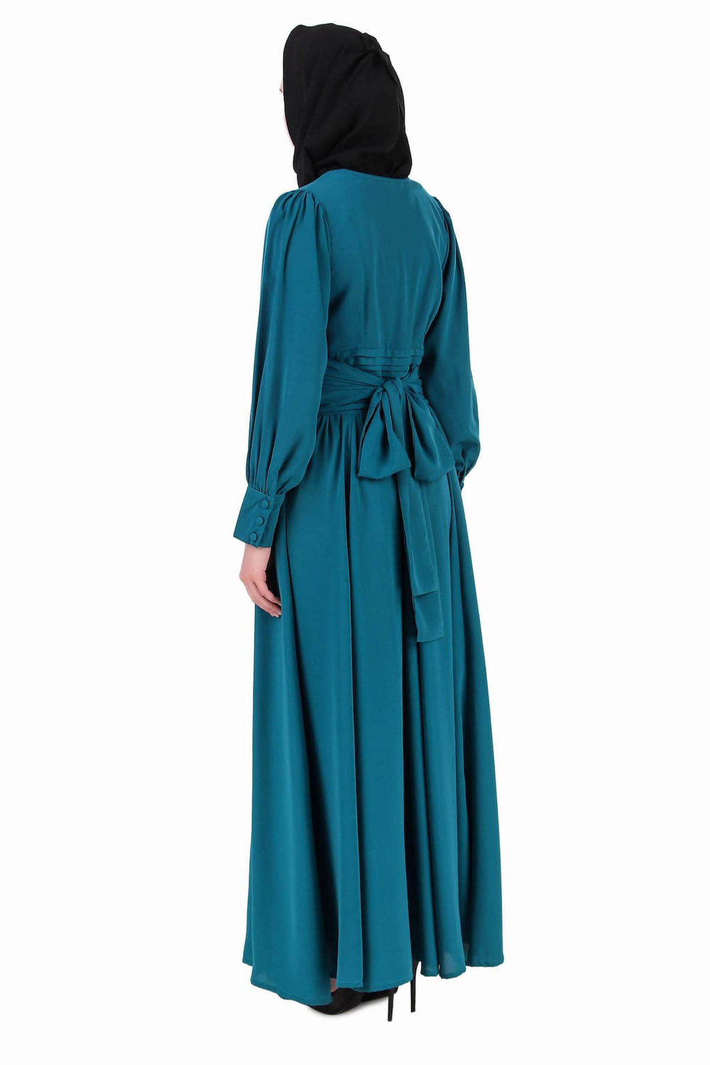 Pleated Anarkali Teal Abaya