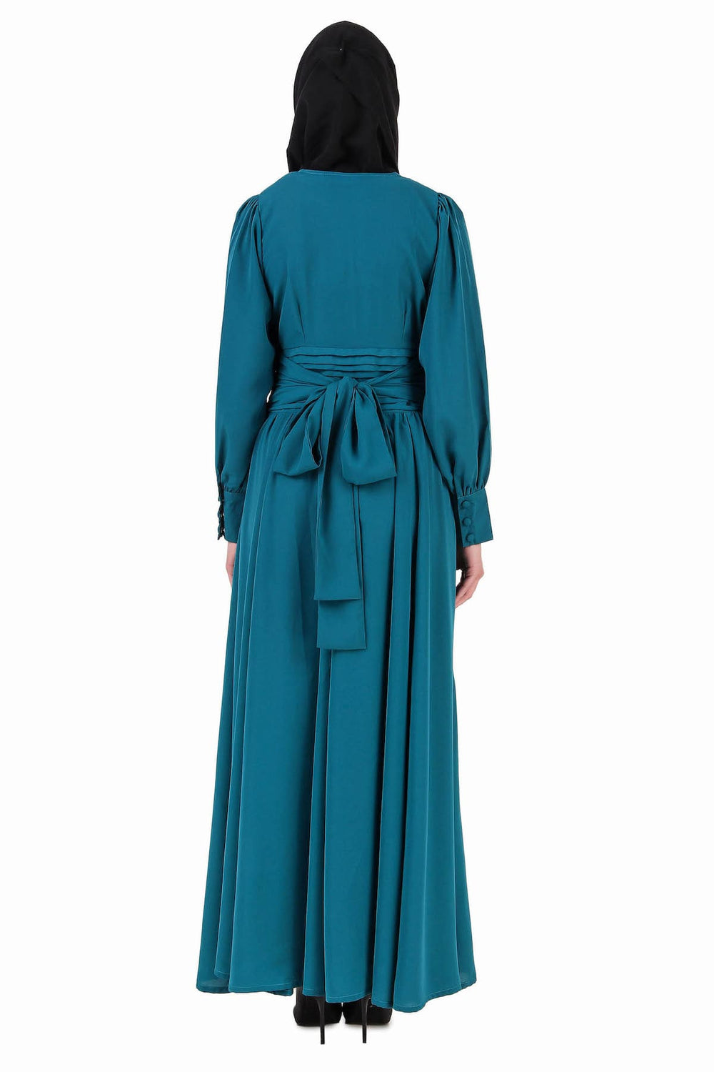 Pleated Anarkali Teal Abaya