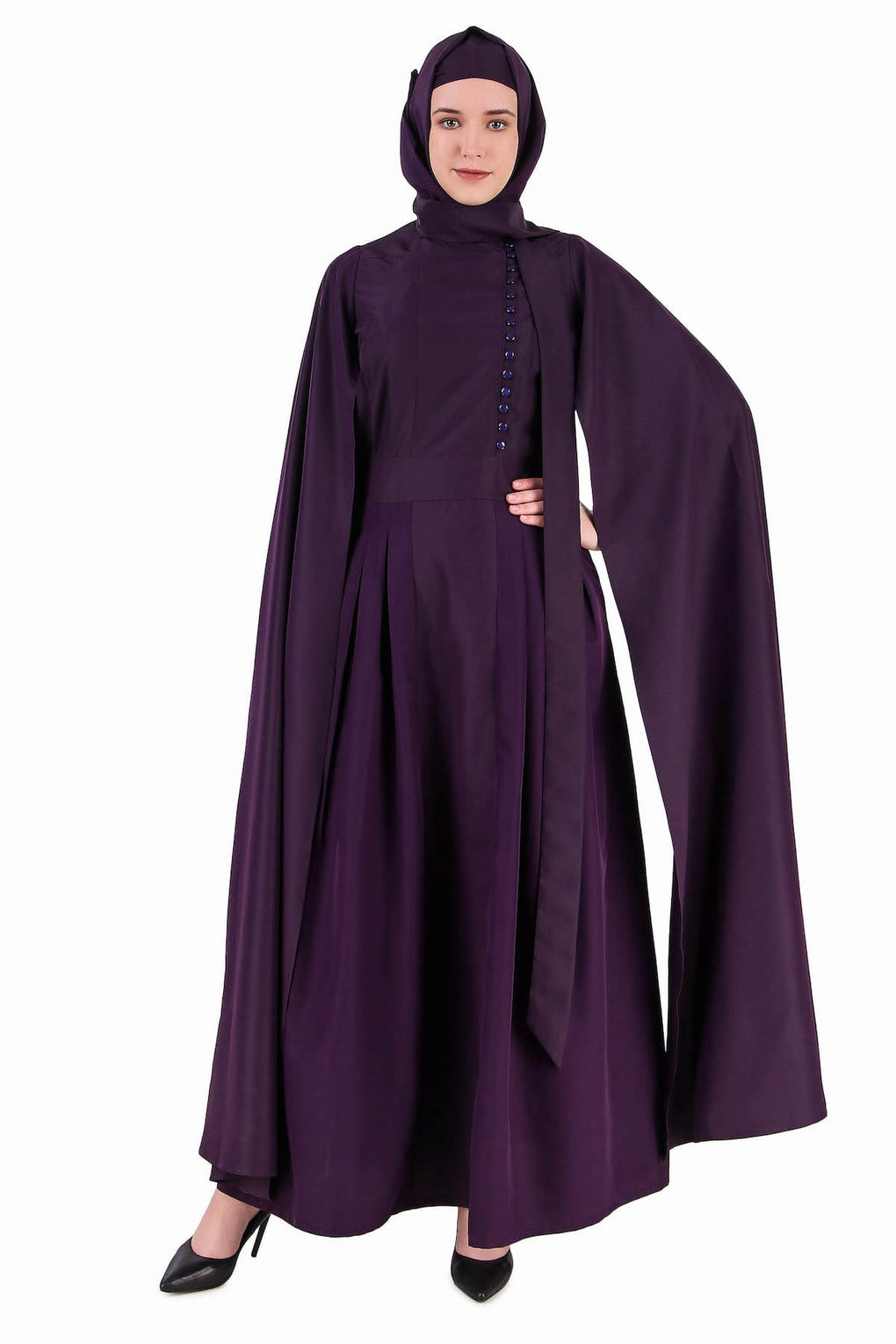 Designer Royal Look Hanging Sleeves Abaya