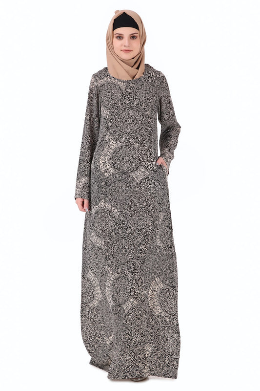 Printed Crepe Abaya AYP-235