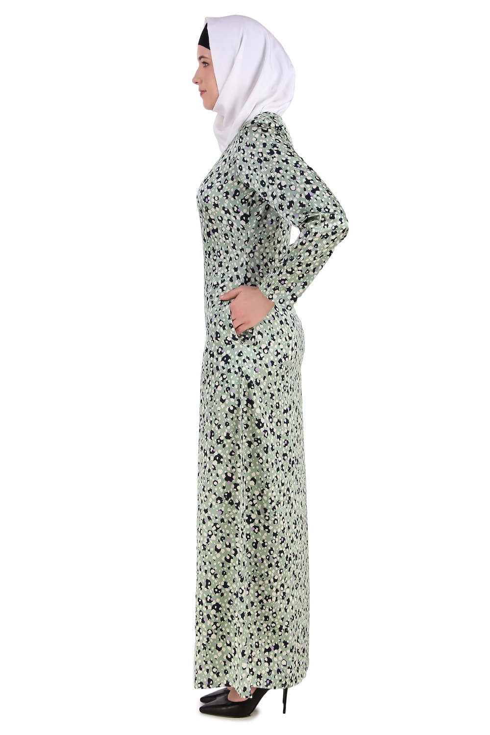 Printed Satin Abaya AYP-367