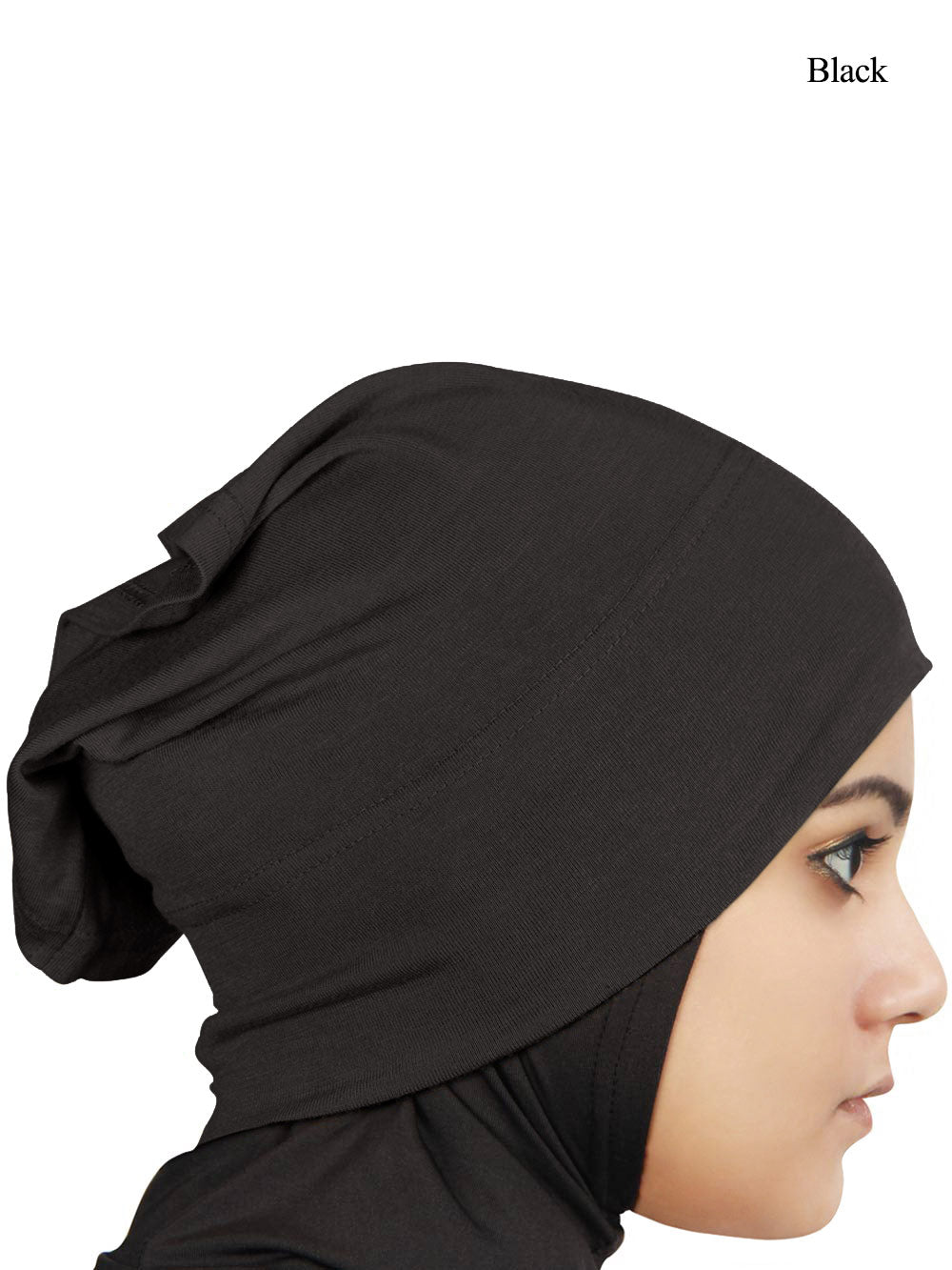 Two Piece Instant Black Viscose Jersey Hijab