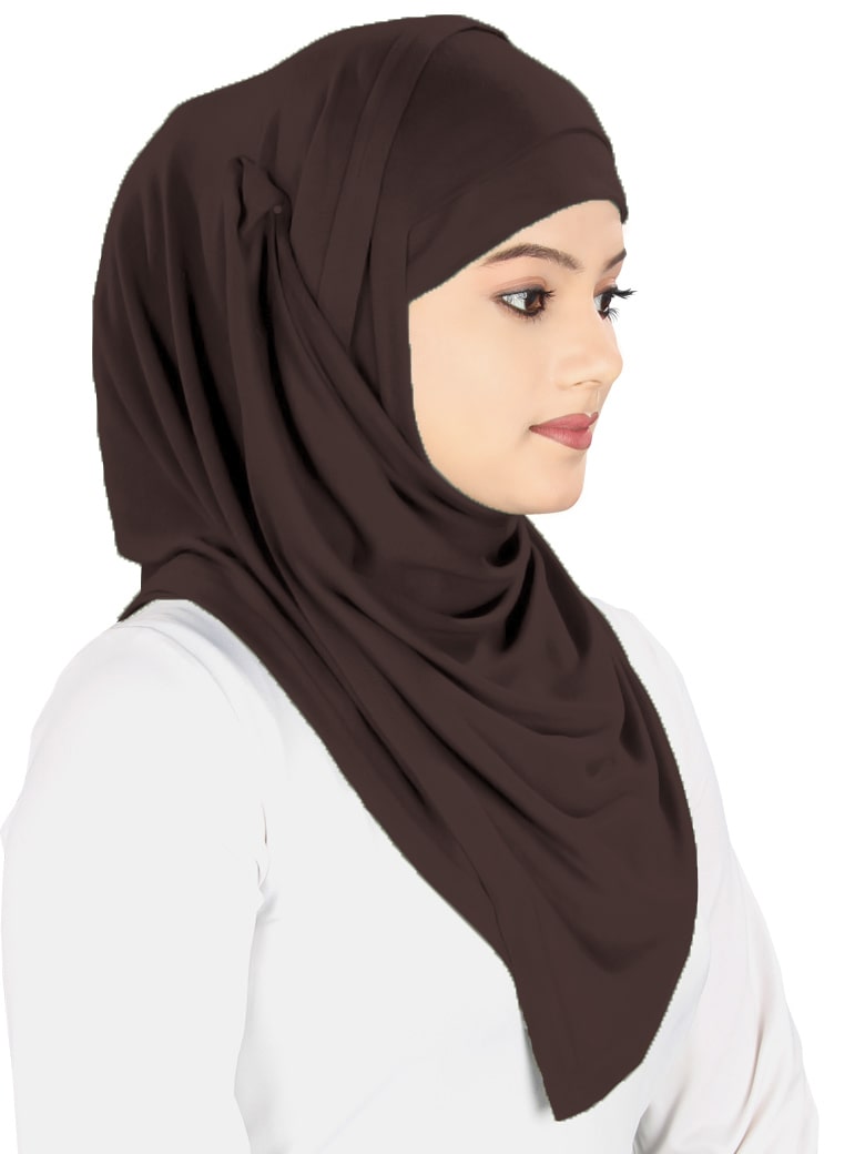 Two Piece Instant Brown Viscose Jersey Hijab