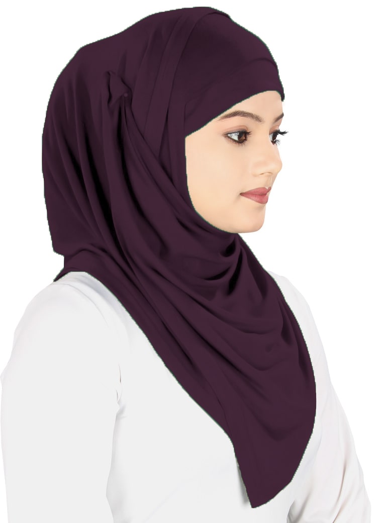 Two Piece Instant Dark Burgundy Viscose Jersey Hijab