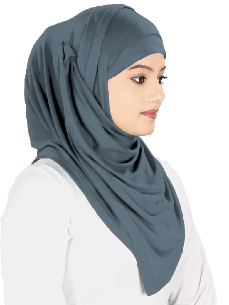 Two Piece Instant Gun Metal Viscose Jersey Hijab