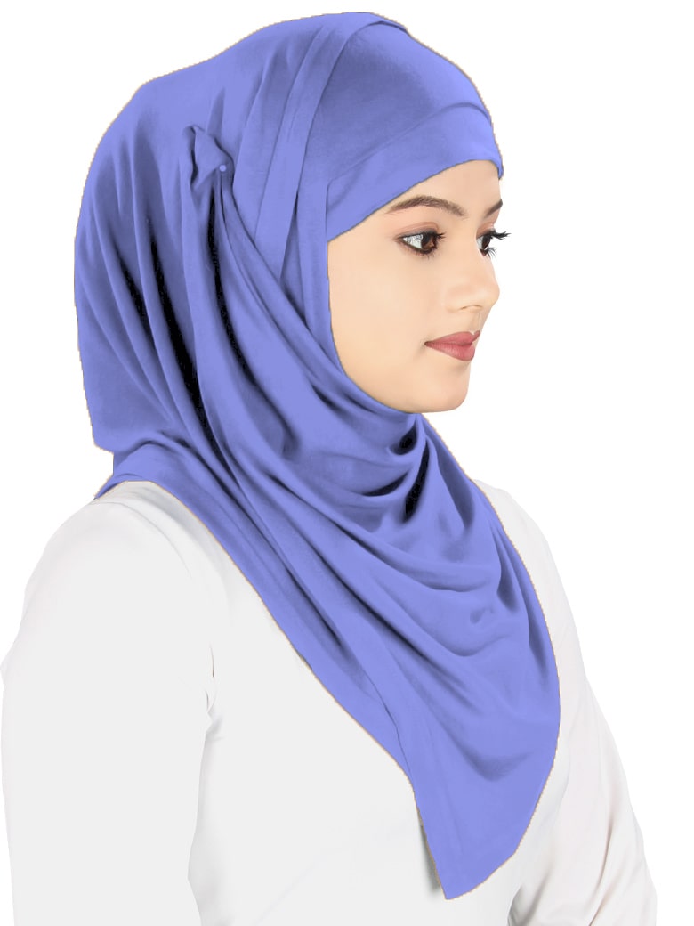 Two Piece Instant Light Indigo Viscose Jersey Hijab