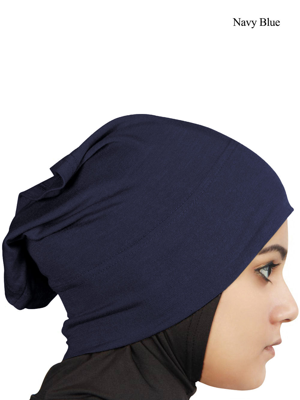 Two Piece Instant Navy Blue Viscose Jersey Hijab