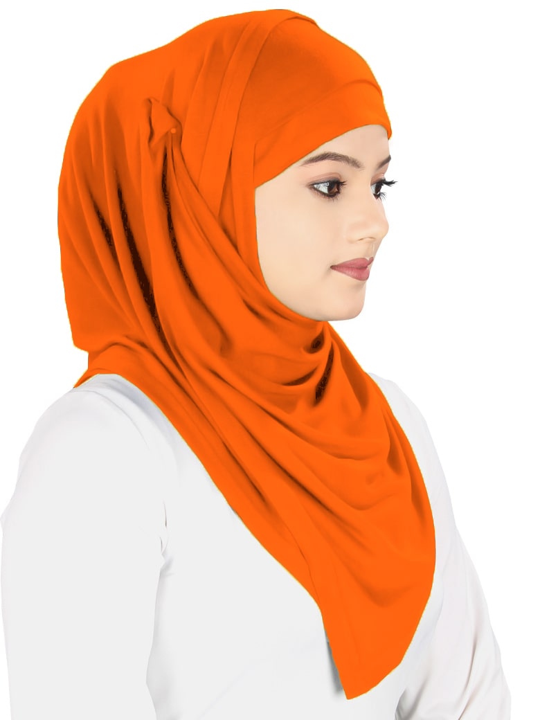 Two Piece Instant Orange Viscose Jersey Hijab