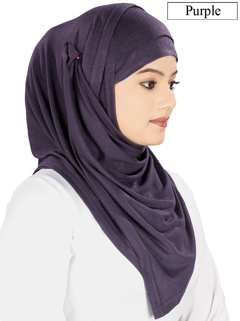 Two Piece Instant Purple Viscose Jersey Hijab